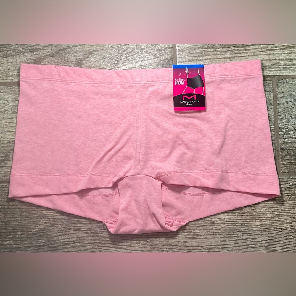 New Maidenform Fits Like a Dream Cotton Boyshort Panties Size XL/8 Pink Heather